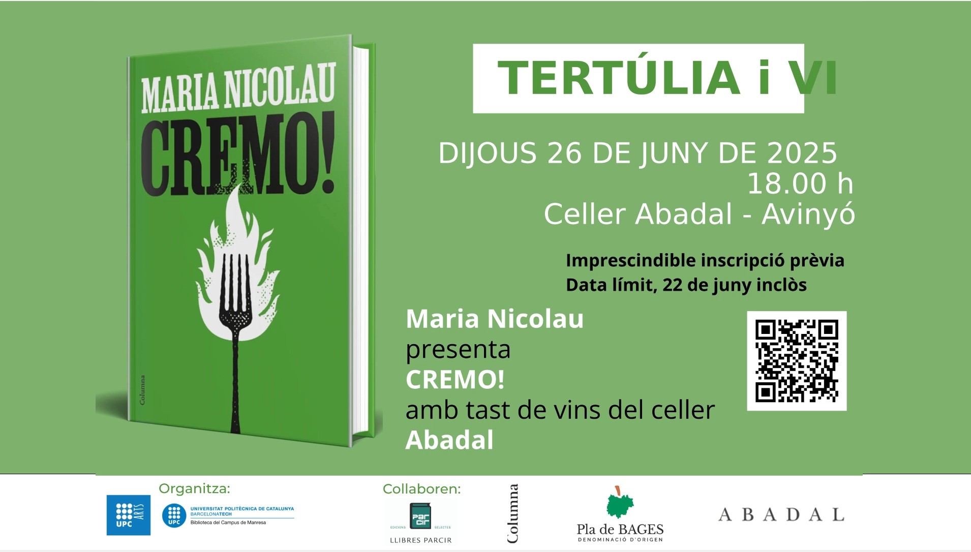 Tertúlia i vi 2025: Maria Nicolau i Celler Abadal